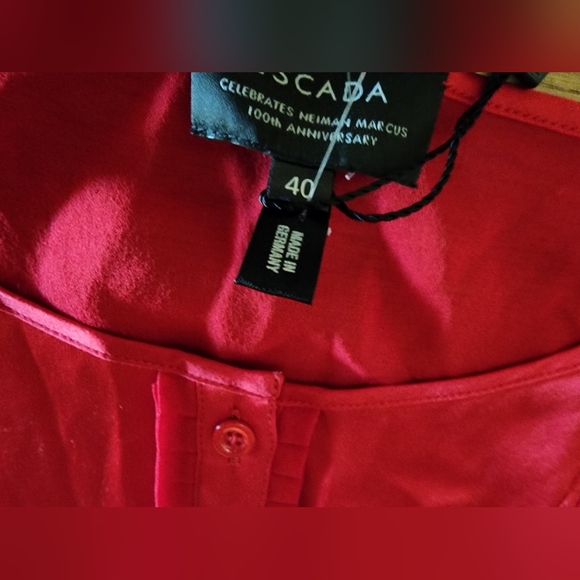 $750 NWT Escada Women Sleeveless Solid 100% Silk Tank Top Sheer Red Size 40 - Picture 5 of 10